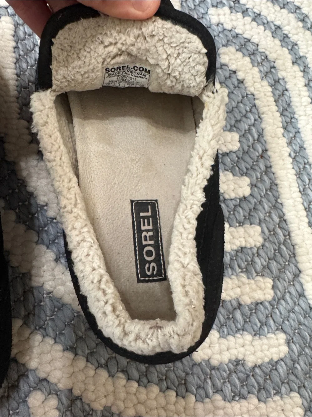 Sorel Falcon Ridge Black Suede Slippers Men's Size 10 Sherpa Lined House Shoes